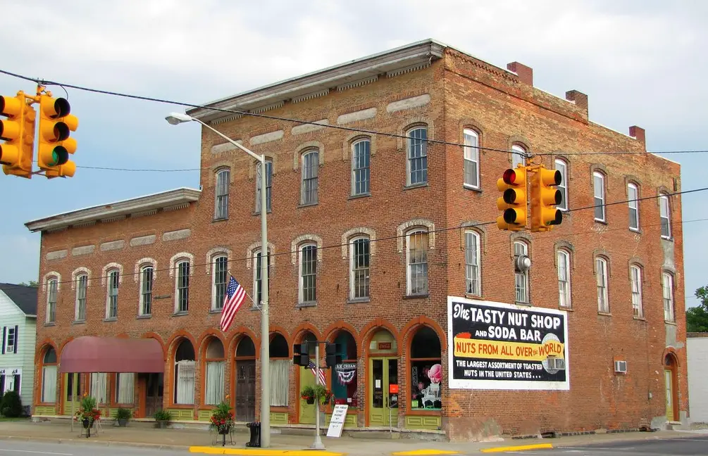 Tasty Nut Shop Building Former Tasty Nut Shop building in downtown White Pigeon.